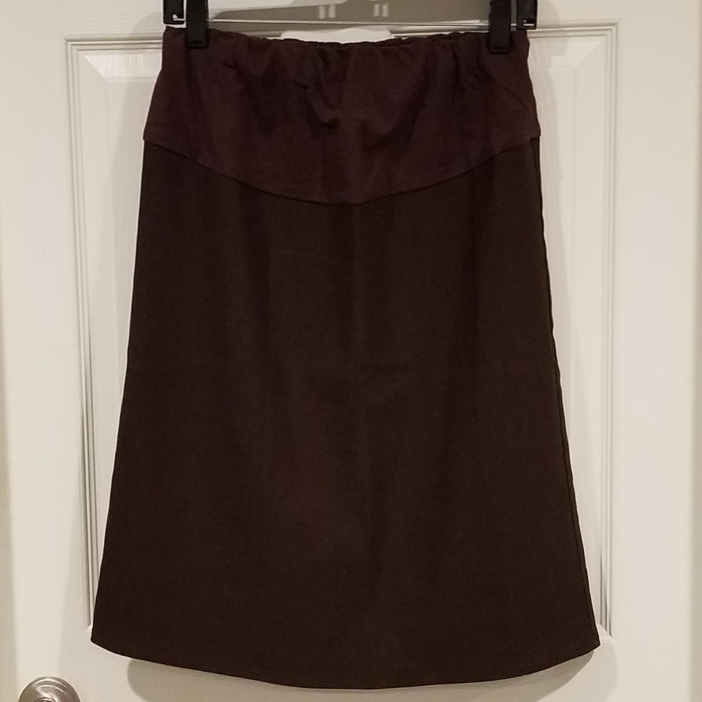 Brown maternity midi skirt, size large